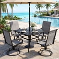 thumbnail image 4 of TLSUNNY Patio Dining Set of 5, 4 Pcs Outdoor Swivel Dining Chairs & Square Metal Dining Table W/ Adjustable Umbrella Hole, All Weather for Deck, Lawn, Garden, 4 of 12