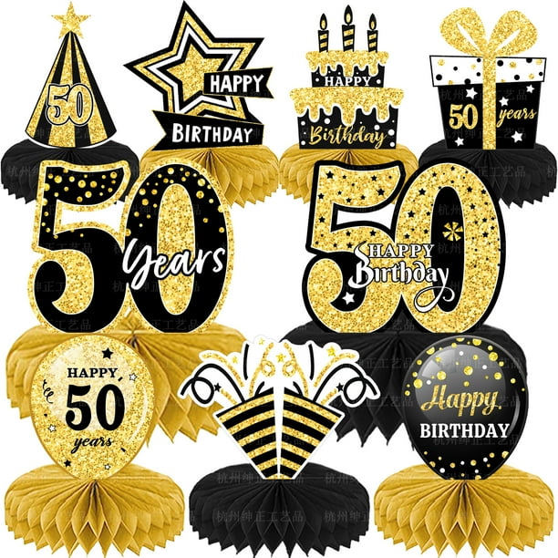 Decoración de fiesta de cumpleaños de oro negro Adornos de panal de abeja para cumpleaños Adornos de panal de abeja de edad Decoración de bola de panal de abeja digital