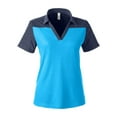 thumbnail image 4 of CORE365 CE112CW Women's Fusion ChromaSoft™ Colorblock Polo-Electric Blue/ Classic Navy Heather-XS, 4 of 6