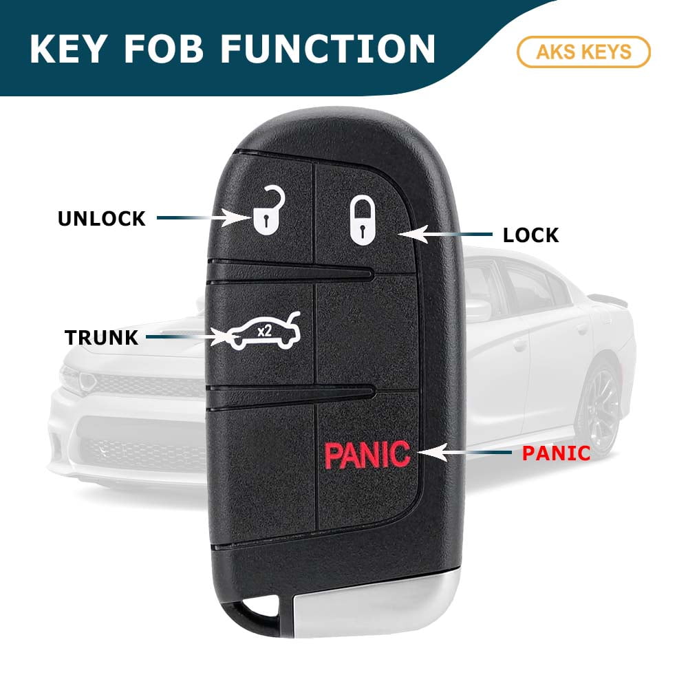 AKS KEYS Replacement Fit for Dodge Chrysler 2011-2018 Smart Prox Key Fob 4B M3N-40821302 (2 Pack)
