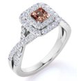 thumbnail image 1 of JeenMata Anillo de Compromiso Elegante de Oro Blanco de 18 K sobre Plata con Morganita Creada en Corte Cuadrado de 1 Quilate, Banda Retorcida, Pavé y Doble Halo, 1 of 6