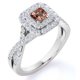 thumbnail image 1 of JeenMata Anillo de Compromiso Elegante de Oro Blanco de 18 K sobre Plata con Morganita Creada en Corte Cuadrado de 1 Quilate, Banda Retorcida, Pavé y Doble Halo, 1 of 6