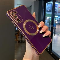 Magnetic Case for Samsung Galaxy S20 FE 5G Case[Compatible with MagSafe] Cute Plating Love Hearts Pattern Case,Soft Shockproof TPU Bumper Protective Cover for Women Girls,Dark Violet