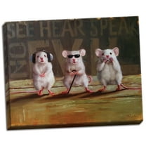 Gango Home Decor Horizontal Three Wise Mice by Lucia Heffernan (Ready to Hang); One 14x11in Hand-Stretched Canvas