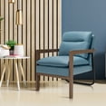 thumbnail image 5 of Costway Modern Accent Armchair Lounge Chair w/ Rubber Wood Legs & Steel Bracket Blue, 5 of 9