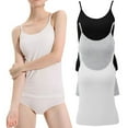 thumbnail image 2 of Valcatch 3-pack Women's Built-in Bra Padded Camisole, Adjustable Spaghetti Strap Soft Cotton Yoga Tank Tops for Daily Wear, 2 of 9