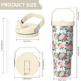 thumbnail image 4 of 30 Oz Tumbler Pink Flat Flowers Tumbler with Lid and Straw, Birthday Gift Cup for Friend Women Men Coffee Travel Mug Thanksgiving Day Halloween Christmas Gift Water Bottle, 4 of 7