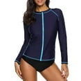 thumbnail image 3 of Charmo Women's Zip Front Long Sleeve Rash Guard Top Sun Protection Swim Shirt, 3 of 5