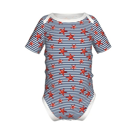 

Yiaed Starfish Navy Blue Stripe Print Infant Climbing Short Sleeve Onesie One-Piece Baby Bodysuit Clothes 0-12 Months -12 Months