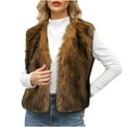 thumbnail image 3 of Dazajoo Womens Faux Fur Vest Coat Fuzzy Fleece Sleeveless Crop Jacket Winter Warm Furry Open Front Cardigans,Orange,S, 3 of 7