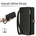 thumbnail image 5 of Detachable Wallet Case for Samsung Galaxy A15, 2-in-1 Zipper Wallet with Credit Card Holder, PU Leather Wrist Strap Flip Kickstand Shockproof Removable Magnetic Purse Phone Cover, Black, 5 of 7