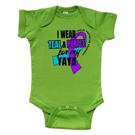 

Inktastic Suicide Prevention I Wear Teal and Purple for My Yaya Gift Baby Boy or Baby Girl Bodysuit