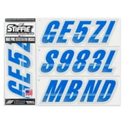 STIFFIE Techtron Blue/Silver 3" Alpha-Numeric Identification Custom Kit Registration Numbers & Letters Marine Stickers Decals for Boats & Personal Watercraft PWC