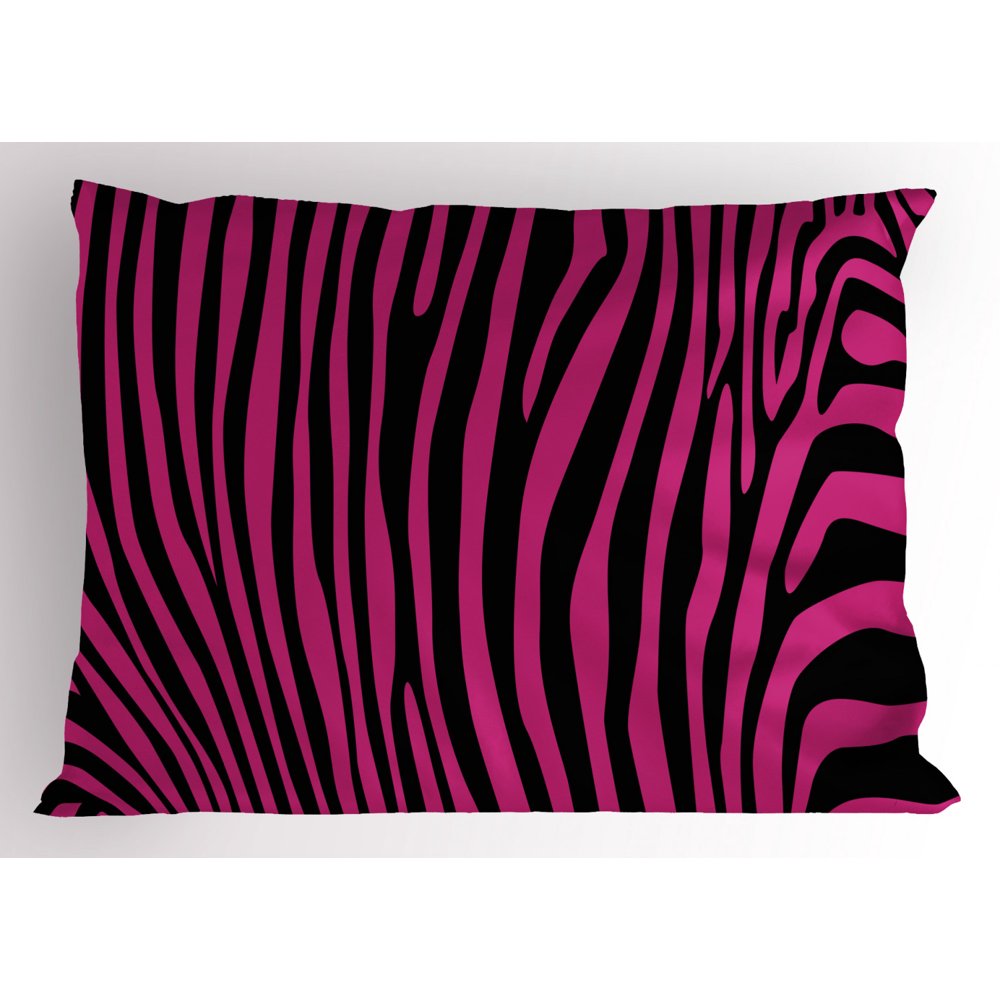 Pink Zebra Pillow Sham Stylish African Animal Wilderness Pattern Jungle