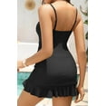 thumbnail image 2 of Women's Black Tummy Control One Piece Swim Dress Strapless Swimsuit Bandeau Skirted Bathing Suits, 2 of 9