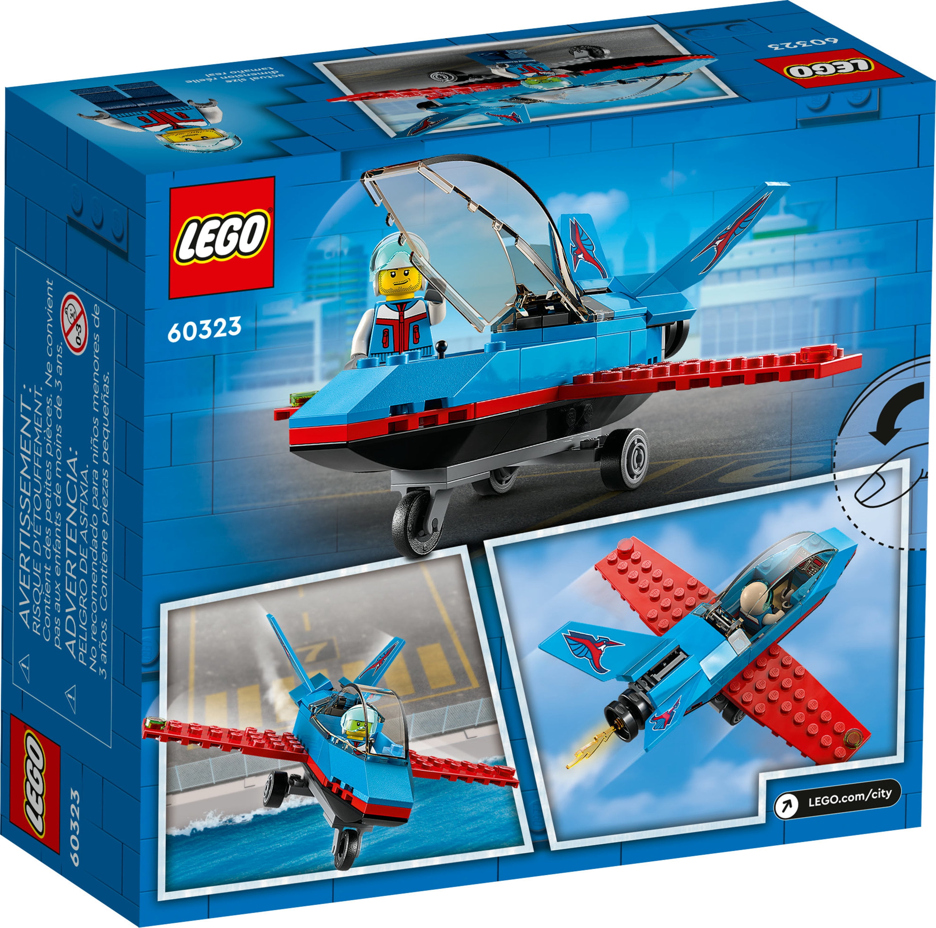 LEGO City Great Vehicles 2022 and Airplane 5 Old Gifts Boys for Set, plus 60323 Stunt Girls Minifigure Plane Jet Kids, Toy, Years with Pilot Building