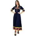 thumbnail image 2 of Bimba Women Blue Cotton Anarkali Kurti Classic Indian Flaired Blouse Kurta Gift, 2 of 7