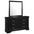 thumbnail image 3 of 6pc Transitional Louis Philip Queen Panel Bed Set Dresser Mirror Nightstand Chest Black Finish Wooden Louise Bedroom Furniture, 3 of 5