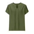 thumbnail image 5 of ZQUUVOU Womens Summer Tops Short Sleeve Solid Color Round Neck Lace Blouse Green, 5 of 8