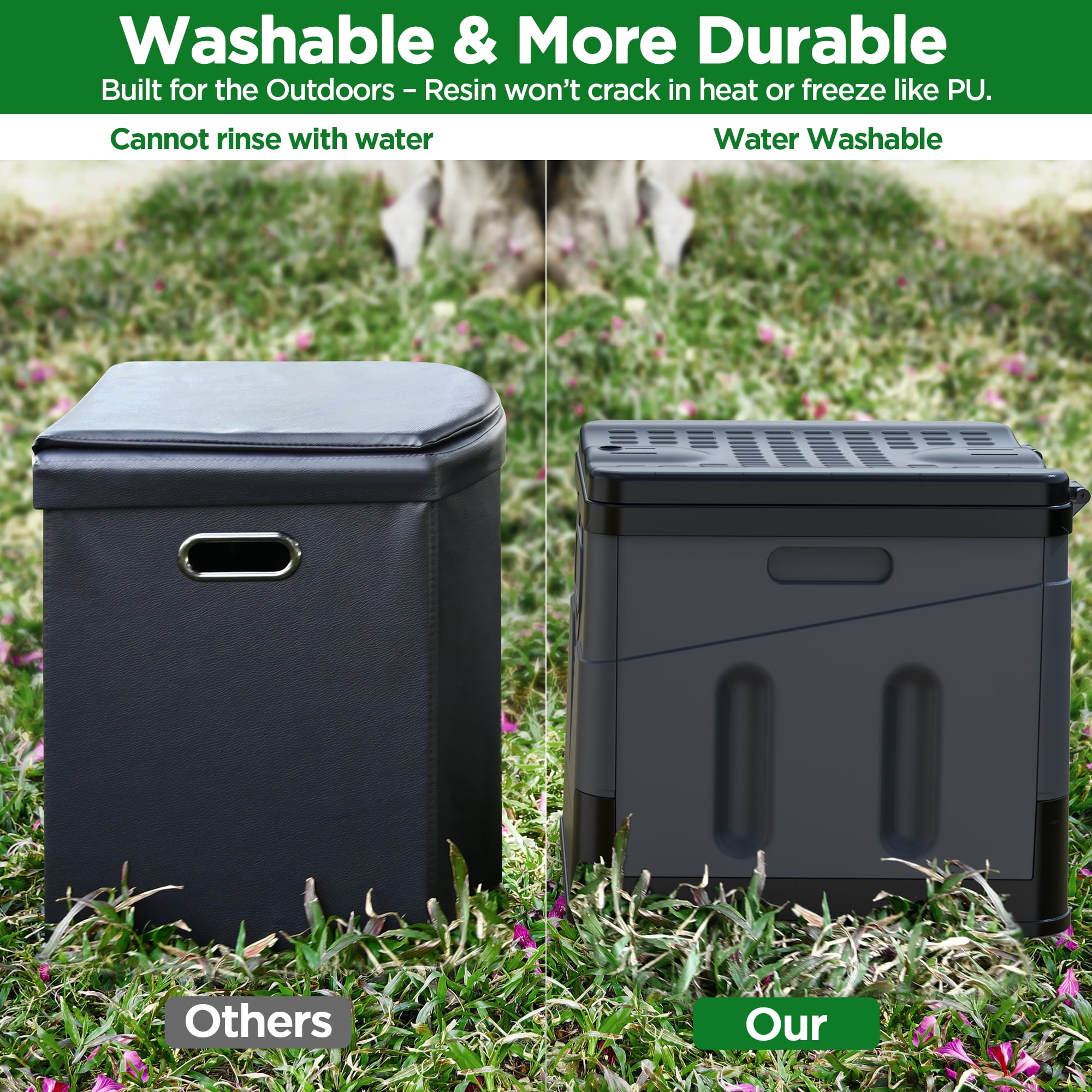 RV Toilet, Portable Folding Toilet with Leakproof trash bags | Extra Large for Travel with Comfort and Convenience | Perfect for Camping, Hiking, Car Travel, and Outdoor Adventures,Grey