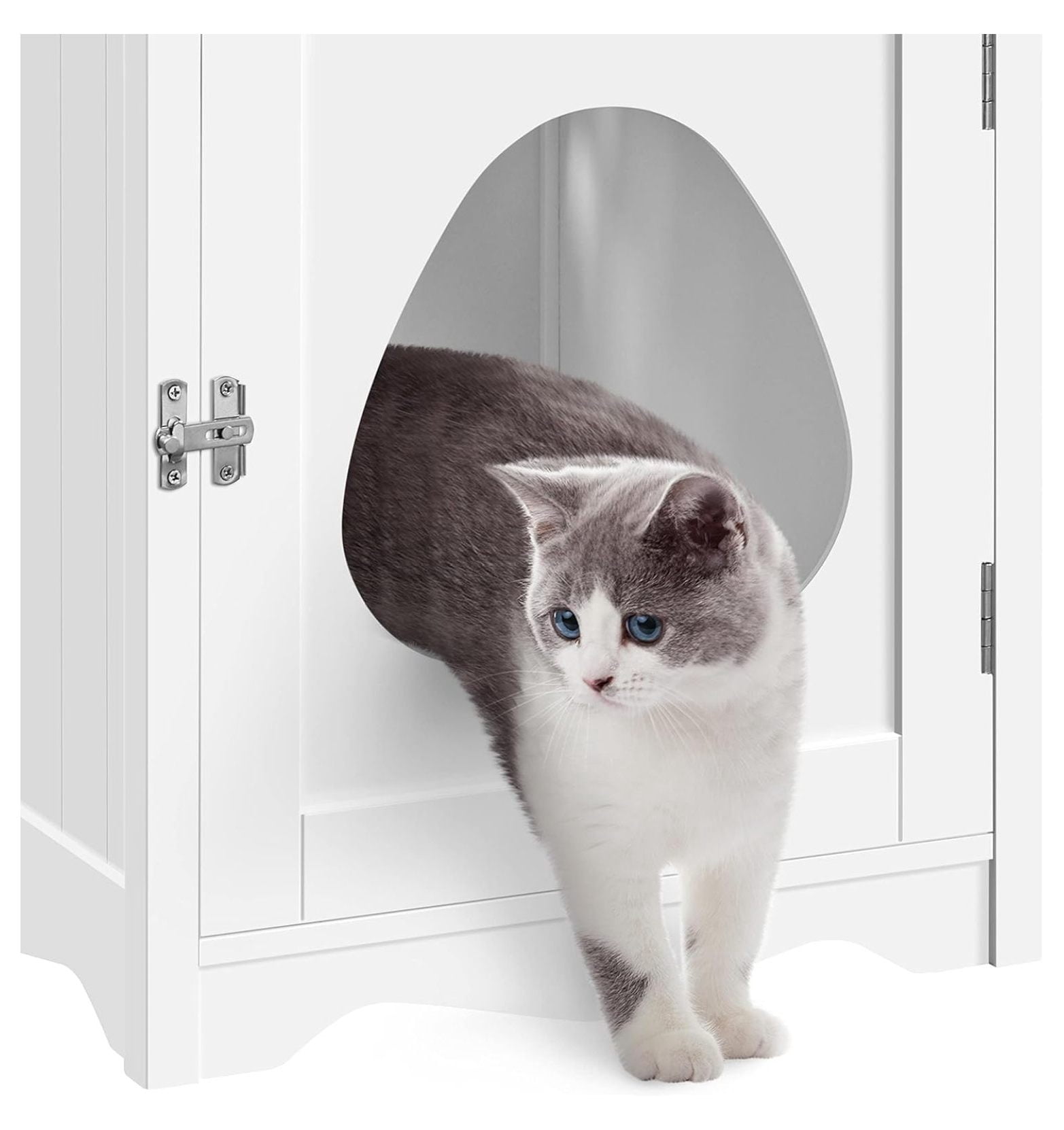 Cat Litter Box Enclosure Furniture, Cat Washroom Enclosed Litter Box Decorative House & Side Table, Pet Crate