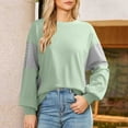 thumbnail image 6 of Otntypg Athletic Sweatshirts for Women Trendy 2025 Fall Long Sleeve Color Block Crewneck Pullover Tops Loose Lightweight Oversized Baggy T-Shirts Mint Green S, 6 of 7