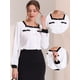 thumbnail image 2 of Blusa de cuello cuadrado elegante de manga larga de color de contraste de camisa de trabajo para mujer blanco XL, 2 of 6