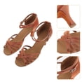 thumbnail image 3 of 1 par de zapatos de tacón alto con tiras anudadas, zapatos de baile latino para mujer, talla 38 (dorado), 3 of 4
