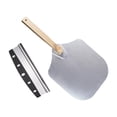 thumbnail image 3 of Pizza Paddle, Pizza Spade with Cutter, Professional Wooden Handle Pizza Peel,, 3 of 9