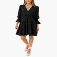 thumbnail image 3 of PENGXIANG Robe Mini Ligne A pour Femmes Manches Longues Décontractée Coupe Ample Col en V, 3 of 9