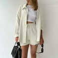 thumbnail image 2 of ReTeiv Women's Summer Two Piece Muslin Blouse Shirt And Shorts Clothes Two Piece Set Beach Outfit Set Two Piece Set Women, 2 of 4