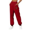 thumbnail image 2 of Fartey St Patrick Day Sweatpants for Women Elastic Waist Lounge Jogger Sport Pants Cinch Bottom Sweatpant Baggy Workout Casual Pant Wine M, 2 of 4