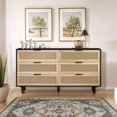 thumbnail image 1 of Storage Cabinet with Drawers, Black Rattan-Style MDF Cabinet for Living Room Bedroom Entryway, 1 of 8