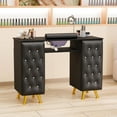 thumbnail image 2 of OmySalon Nail Table with Built-in Dust Collector, Tufted Nail Tech Desk with Storage & Hand Rest, Acetone Resistant Beauty Station for Salon & Spa, 2 of 7