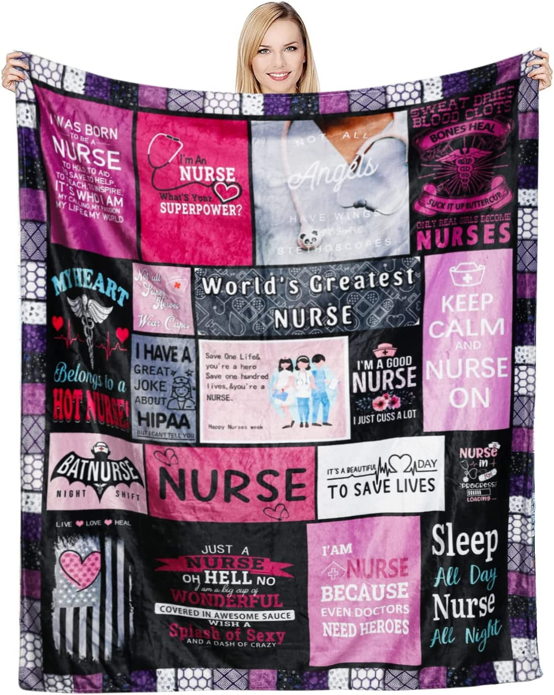 Ultra Soft Nurse Theme Blanket Microfiber Flannel Blanket Gifts for