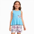 thumbnail image 5 of TOWED22 Infant Baby Girl 2 Piece Adorable Outfits Sleeveless Tee and Shorts Sweet Sets Summer Tank Top Clothing for Toddler Casual Elastic Waist Clothes(Sky Blue,9-10 Y), 5 of 9