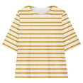 thumbnail image 5 of Hinvhai Girls Summer Clothes , Striped Crewneck Oversized Slouchy T-Shirt Top + Biker Shorts 2Pcs Summer Outfits Yellow 14 Years, 5 of 9