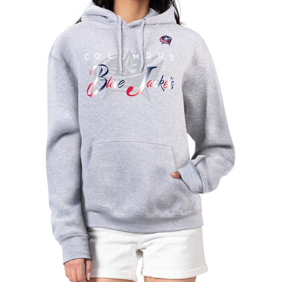 Women's G-III 4Her by Carl Banks Gray Columbus Blue Jackets Shadow Logo Fleece Hoodie