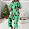 thumbnail image 2 of Drie Women Christmas Pjs Pajamas for Women Set 2 Piece Lounge Set Short Sleeve Pjs Joggers Long Pants Sleepwear with Pockets Mint Green,L, 2 of 5