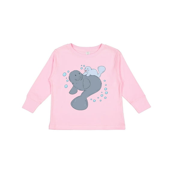 Inktastic Cute Manatees with Bubbles Boys or Girls Long Sleeve Toddler T-Shirt
