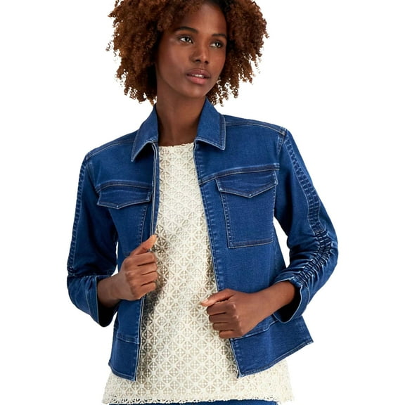 Jones New York Womens Denim Jean Jacket, Blue, X-Small