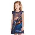thumbnail image 1 of Fotbe Night Sky Turtle Vestido de Dormir para Niñas de 3 a 10 Años, Mangas Cortas, Estilo Princesa, Pijama Camisón con Mangas Voladas-Medium, 1 of 6