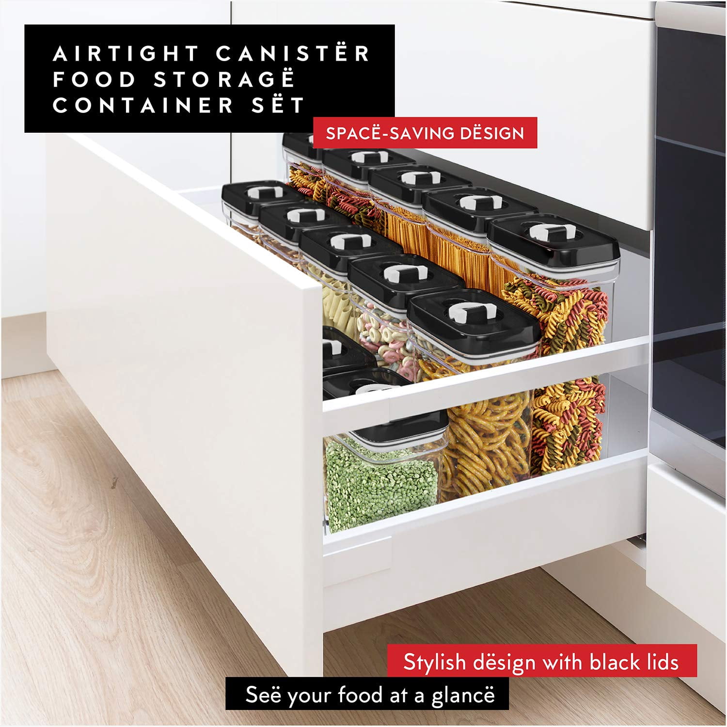 Dwellza Kitchen Airtight Food Storage Containers With Lids - 6 Piece Set Air Tight For Pantry Organization And Clear Plastic Keeps Fresh & Dry