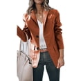 thumbnail image 4 of FASHIONWT Women Plus Size Slim Lapel Single Breasted Solid Color Leather Long Sleeve Top Jacket, 4 of 6