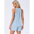 thumbnail image 4 of DARING DIVA 2 Pieces Lounge Set Pajama Halter V Neck Cami Shorts Outfit XS Light Blue, 4 of 6