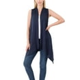 thumbnail image 1 of Women Asymmetrical Draped Open Front Sleeveless Jersey Vest Cardigan, 1 of 3