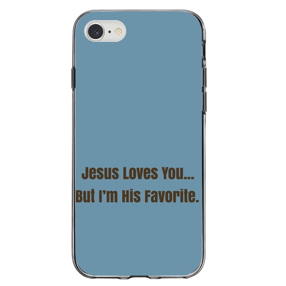 DistinctInk Clear Shockproof Hybrid Case for iPhone 7 8 SE (2020 Model) 4.7" Screen TPU Bumper Acrylic Back Tempered Glass Screen Protector - Jesus Loves You… But I'm His Favorite - Love of Christ
