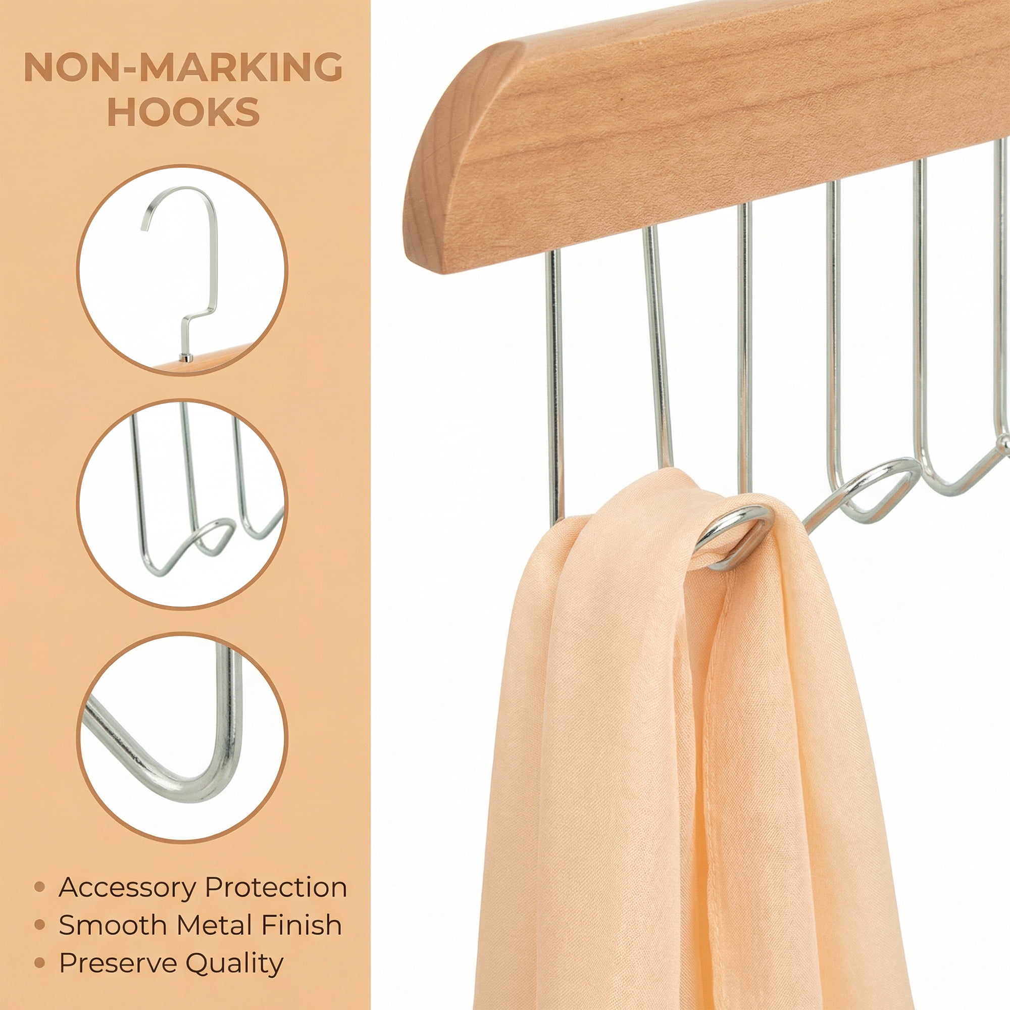 Unique Bargains 2Pcs Wood Tank Top Hanger With 8 Hooks Brown