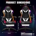 thumbnail image 3 of Czlolo RGB LED Massage Gaming Chair, Ergonomic High Back Reclining Computer Chair with Footrest & Lumbar Massager, White for Adults, 3 of 8