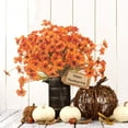 thumbnail image 2 of Artificial Fall Flowers for Outdoors, 20 Bundles Faux Plants No Fade Plastic Shrubs Autumn Decor Farmhouse Home Garden Thanksgiving (Fall Orange), 2 of 5